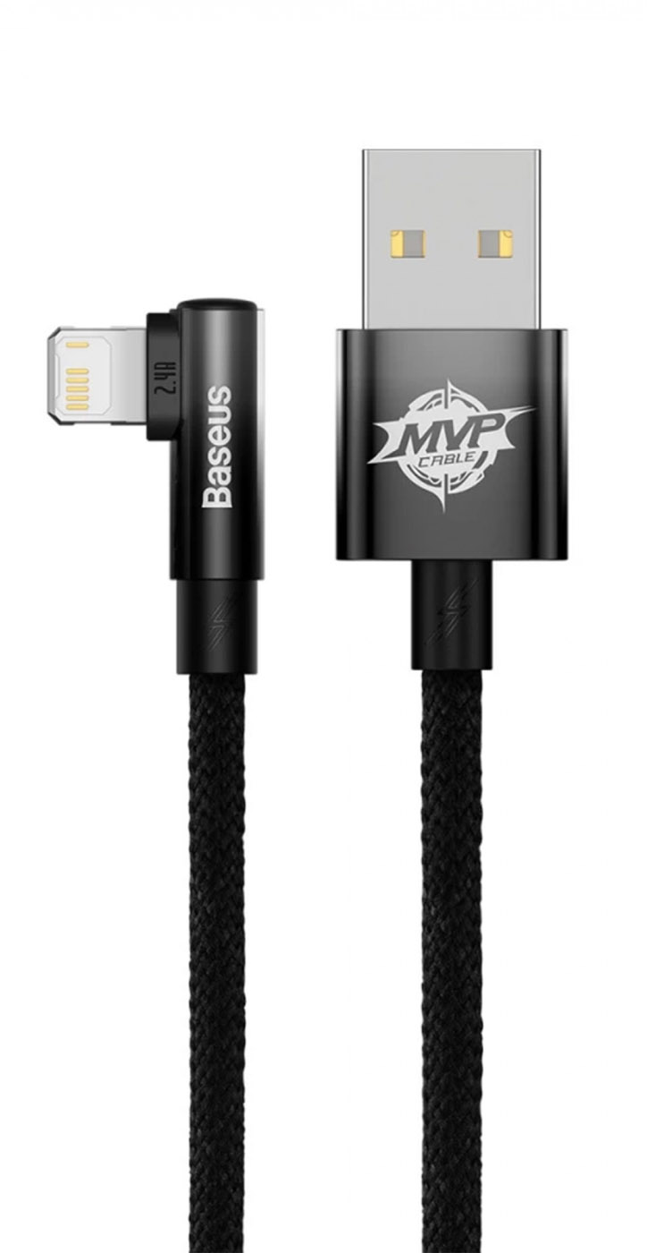 Кабель синхронизации данных Baseus MVP 2 Elbow-shaped USB to Lightning 2.4A 2 m Black (CAVP000101) - Фото 1