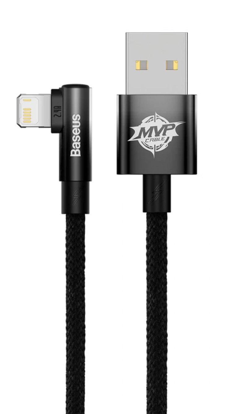Кабель синхронизации данных Baseus MVP 2 Elbow-shaped USB to Lightning 2.4A 1 m Black (CAVP000001) - Фото 1