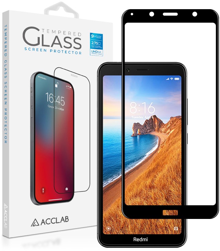 Защитное стекло для смартфона ACCLAB Full Glue for Xiaomi Redmi 7A Black (1283126509285) - Фото 1