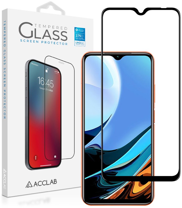 Защитное стекло для смартфона ACCLAB Full Glue for Xiaomi Redmi 9T Black (1283126510564) - Фото 1