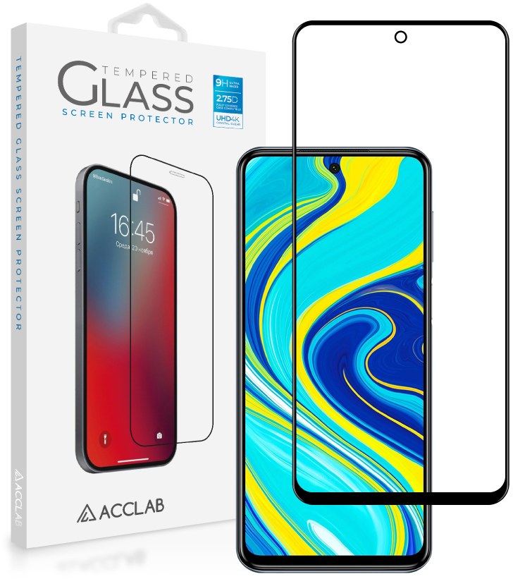 Защитное стекло для смартфона ACCLAB Full Glue for Xiaomi Redmi Note 9S Black (1283126508806) - Фото 1