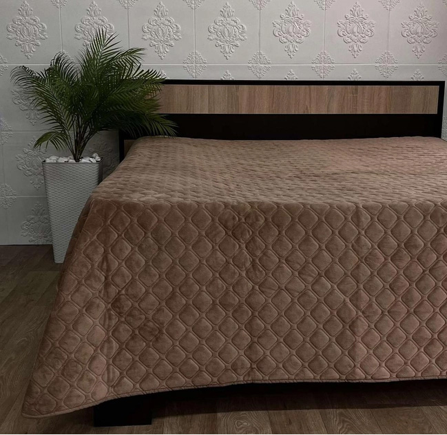 Покрывало двуспальное ТЕП Velour 180х240 см Капучино/Ромб круглый (4-00516_22384) - Фото 1