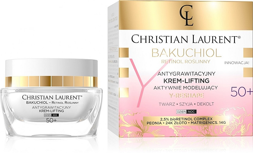 Крем для лица EVELINE лифтинг активно моделирующий Christian Laurent Bakuchiol 50+ 50 мл (5903416018681) - Фото 1