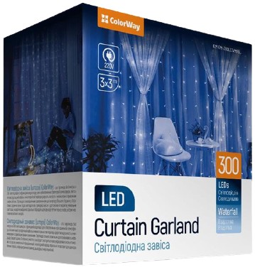 Гирлянда-штора Colorway 300LED 3 m 220V (CW-GW-300L33VWFBL) - Фото 1