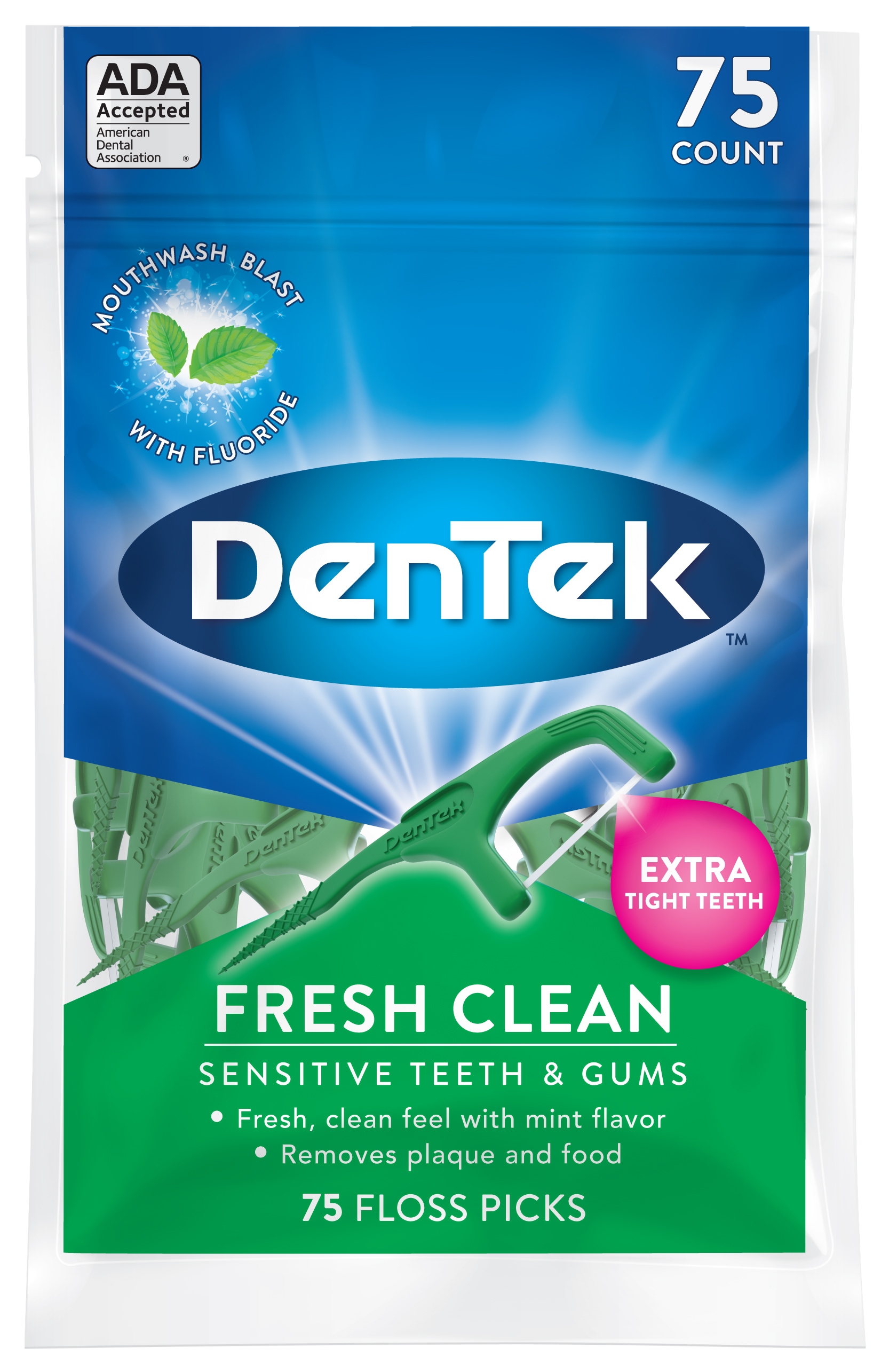 Флос-зубочистки DenTek Освежающая очистка 75 шт. (2.0032) - Фото 1
