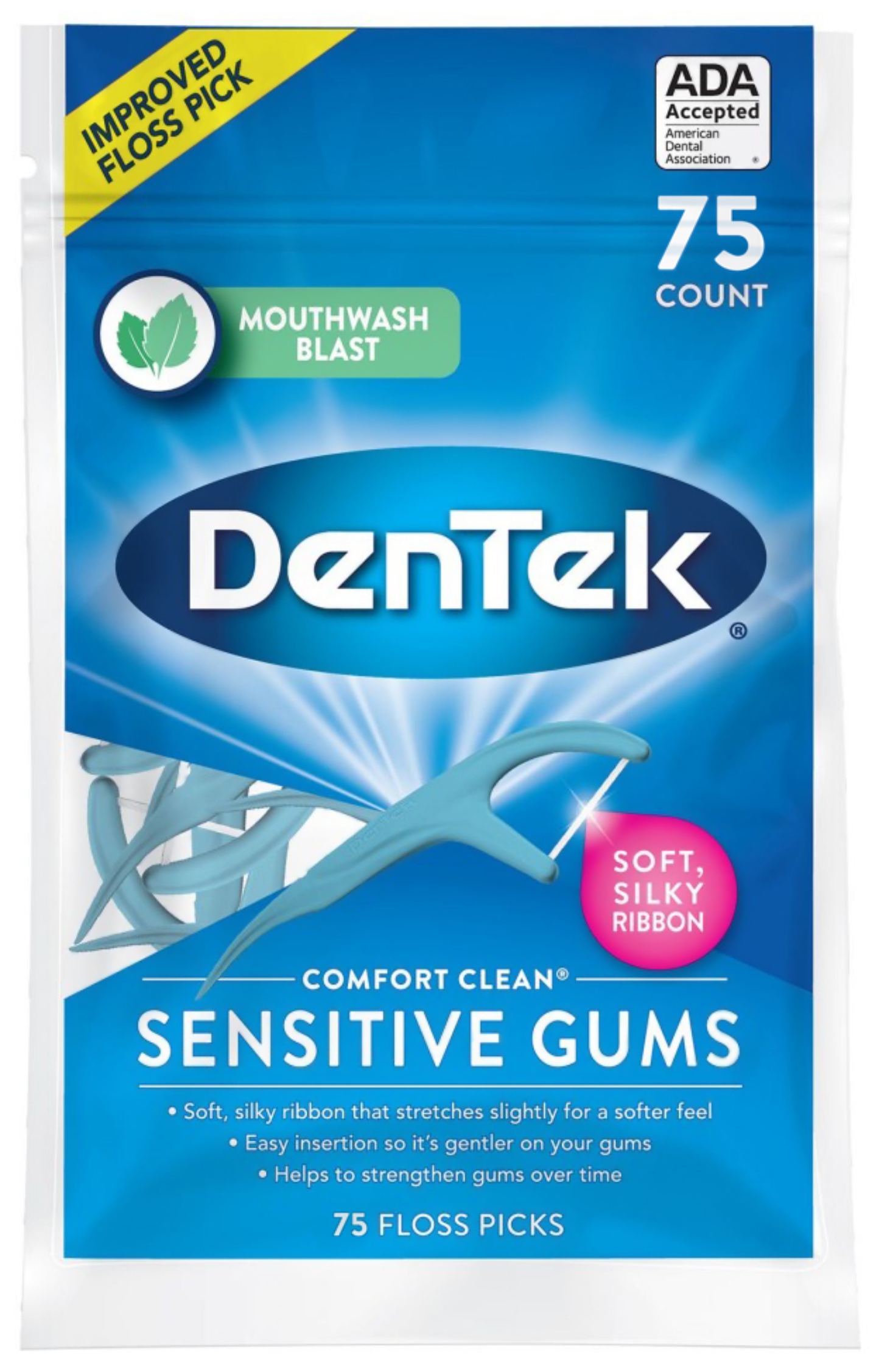 Флос-зубочистки DenTek Comfort Clean 75 шт. (2.0006) - Фото 1