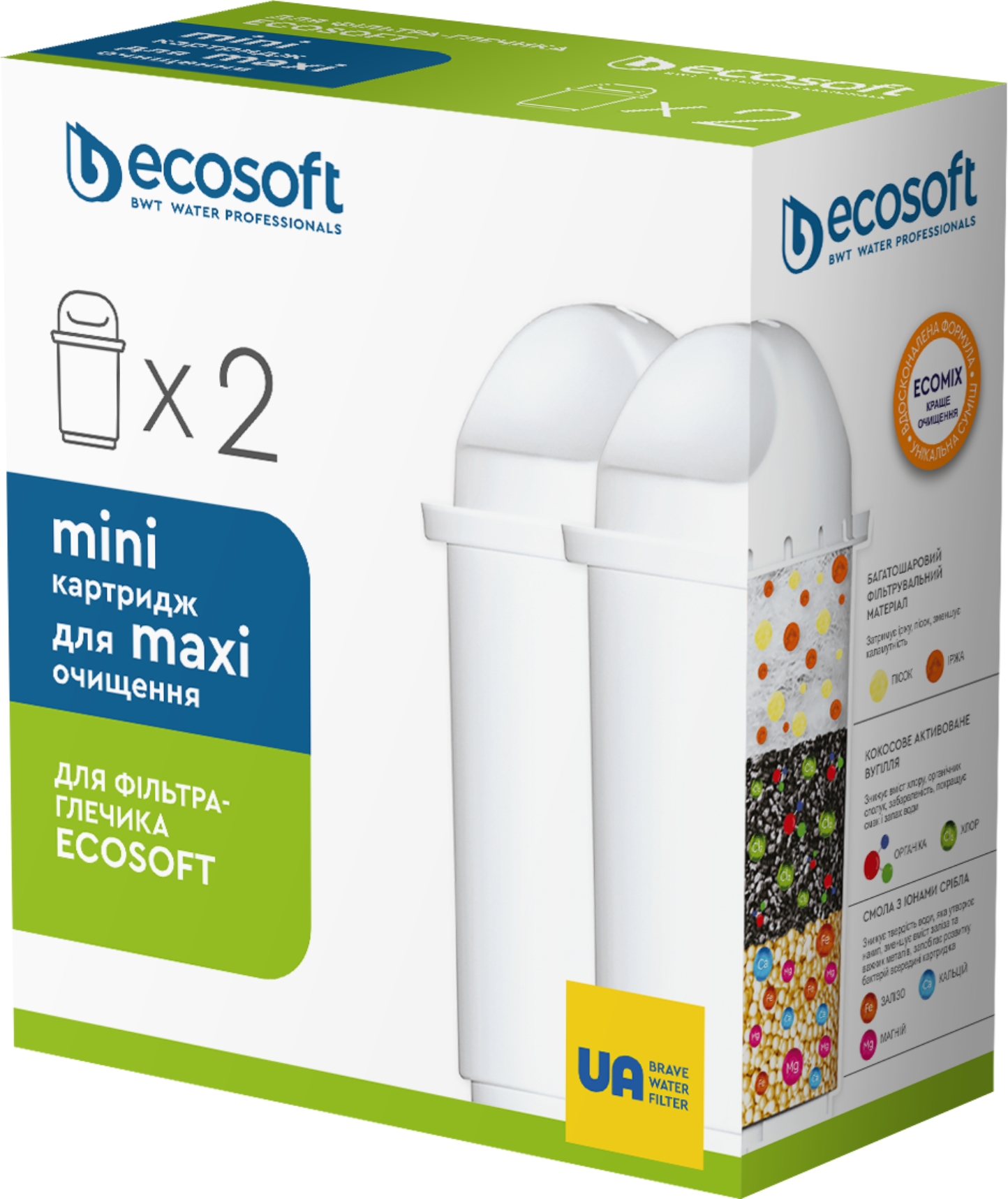 Картридж для фильтра-кувшина Ecosoft комплект Улучшенный 2 шт - Фото 1