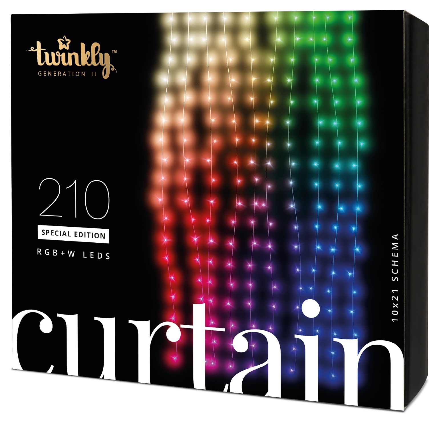Гирлянда-штора Twinkly Smart LED Curtain,Wall RGBW 210, BT+WiFi, Gen II, IP44, прозрачный (TWW210SPP-TEU) - Фото 1