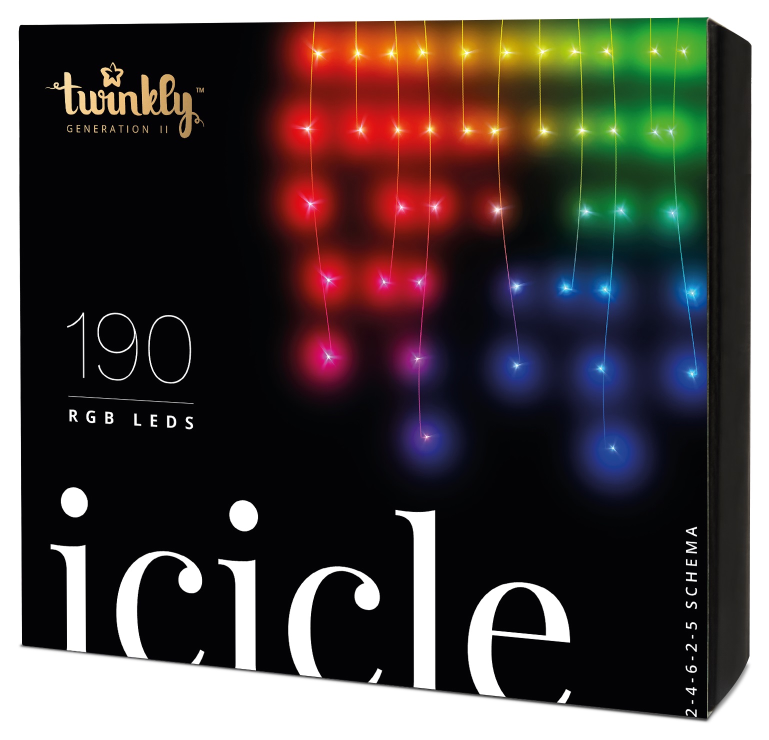 Гирлянда-штора Twinkly Smart LED Icicle RGB 190, BT+WiFi, Gen II, IP44, прозрачный (TWI190STP-TEU) - Фото 1