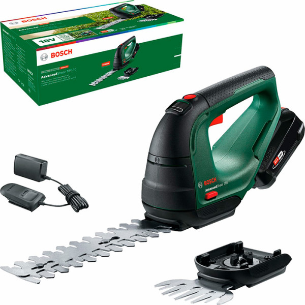 Ножницы аккумуляторные для газона Bosch AdvancedShear 18V-10  + насадка кусторез (0.600.857.000) - Фото 1