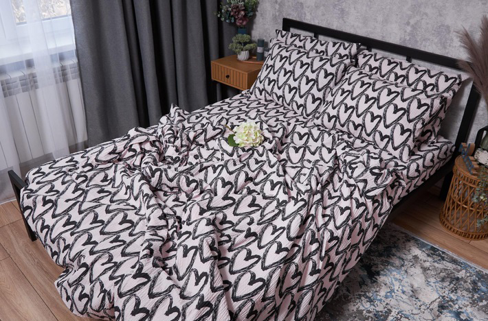 Комплект постельного белья Moon&Star Жатка Pink Love 175х210 (MS-820001922) - Фото 1