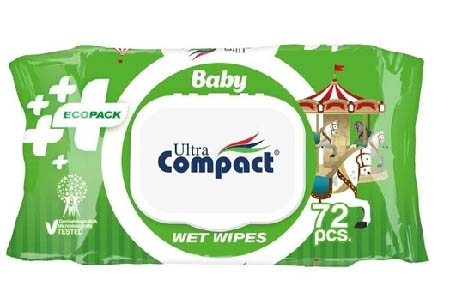Салфетки влажные для детей Ultra Compact ECOPACK с клапаном 72 шт. (8697420534714) - Фото 1