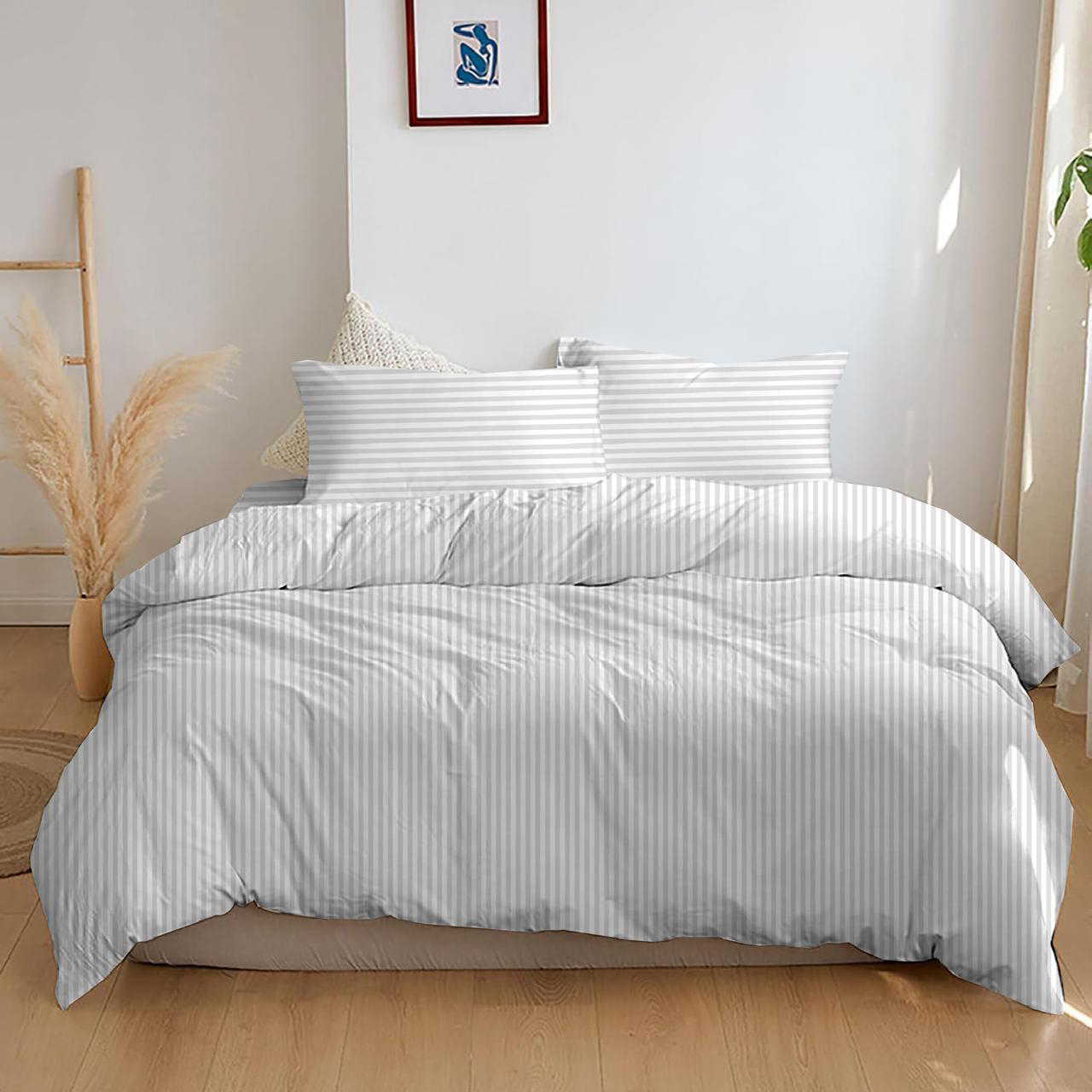Комплект постільної білизни Zastelli White Stripe 1 cм  бязь 175х210 Білий (21837) - Фото 1
