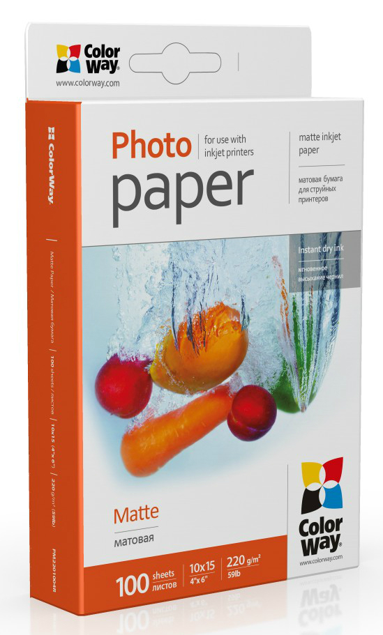 Фотобумага 10х15 Colorway 10x15 ПМ 220г/м-100л матовая (PM2201004R) - Фото 1
