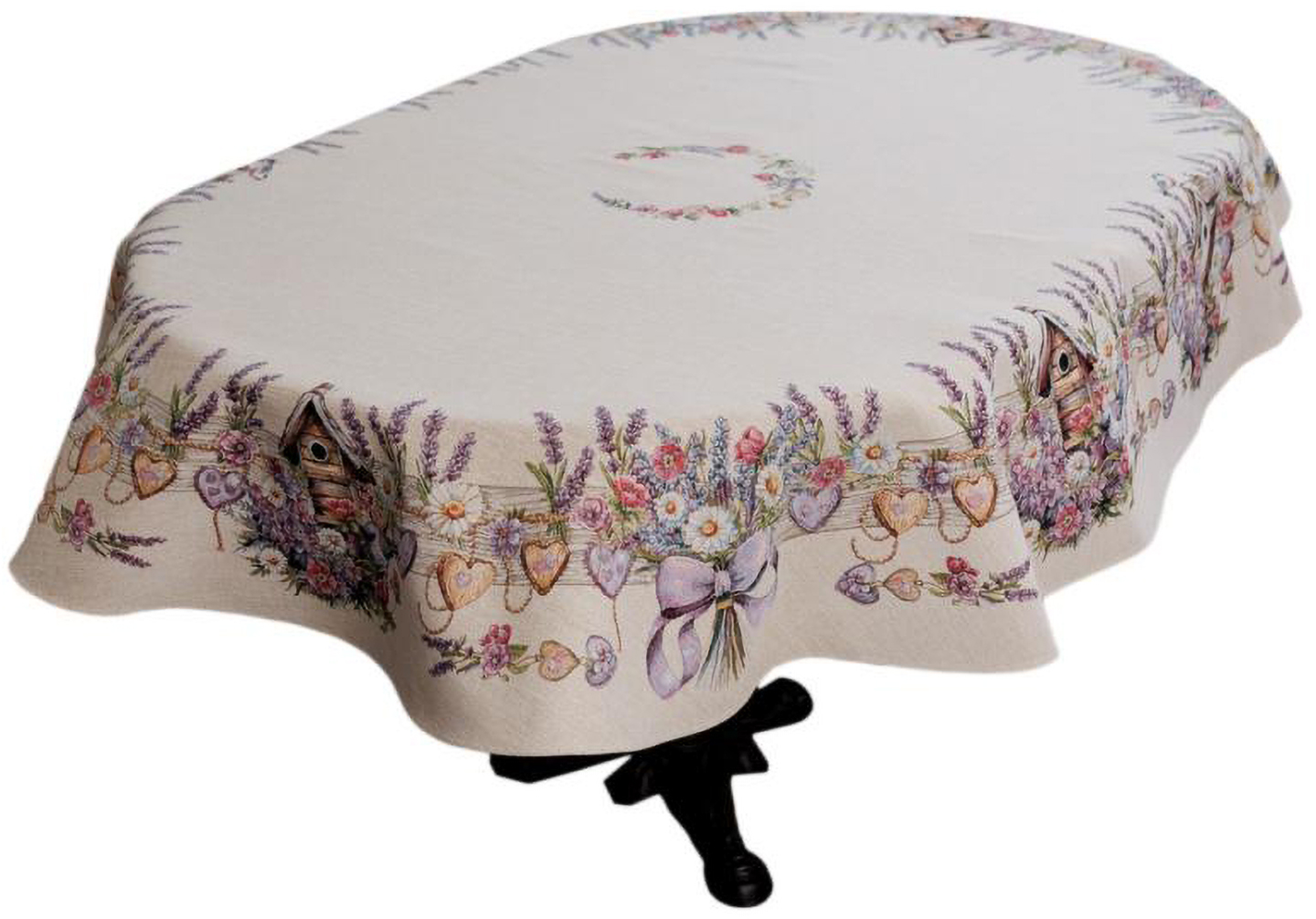 Скатерть овальная Прованс гобеленовая Лавандовый садик 136х240 см (044184)