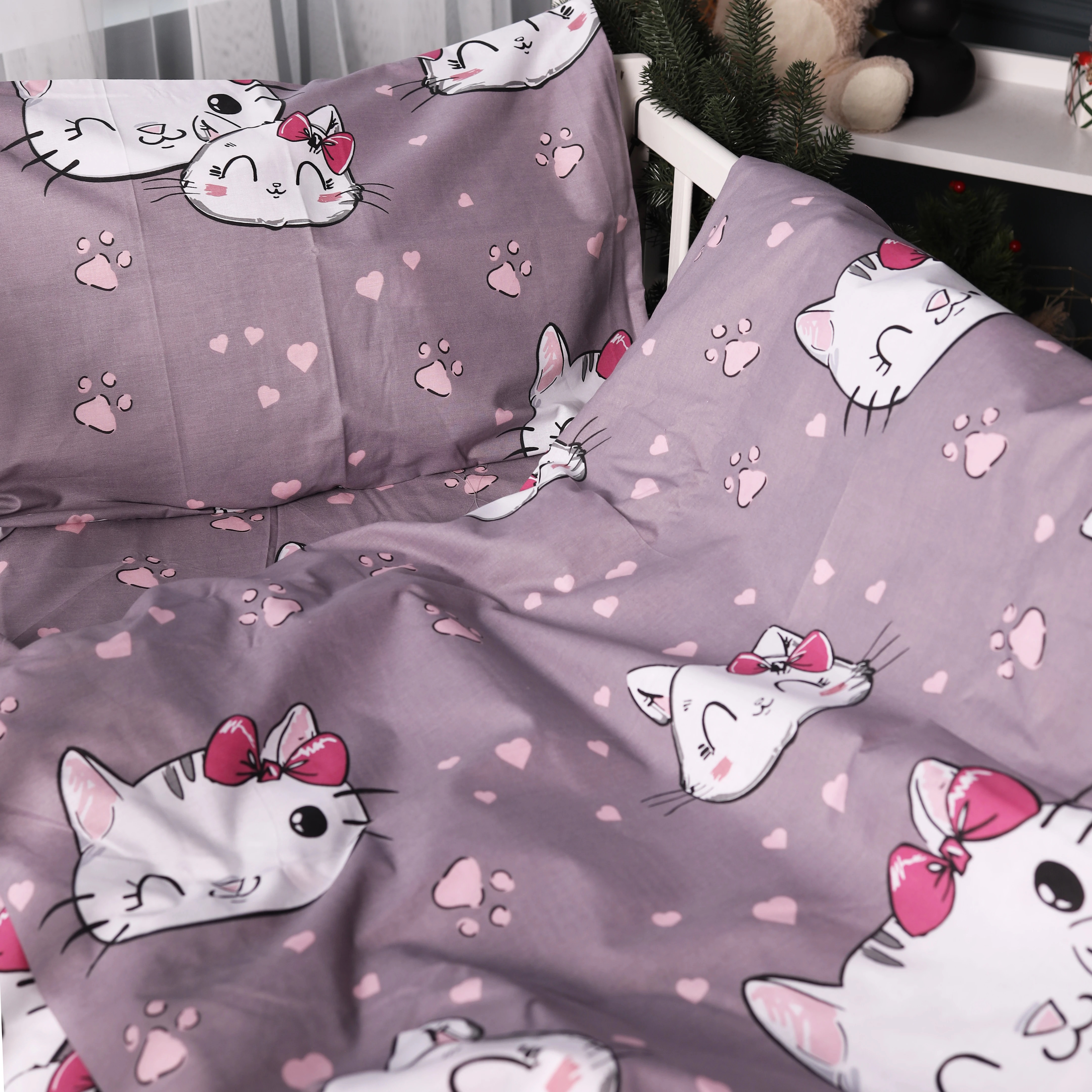 Комплект постільної білизни дитячий MirSon Kids Time 17-0691 Cat with a paw 143 x 210 см Бязь (2200010456158) - Фото 1
