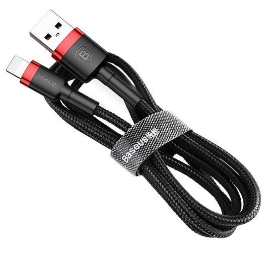 Кабель синхронизации данных Baseus Cafule USB to Lightning 2.4A 0.5м Red/Black (CALKLF-A19) - Фото 1