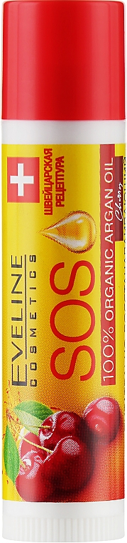 Бальзам для губ EVELINE Argan Oil Sos Вишня 4.2 г (5907609390080) - Фото 1