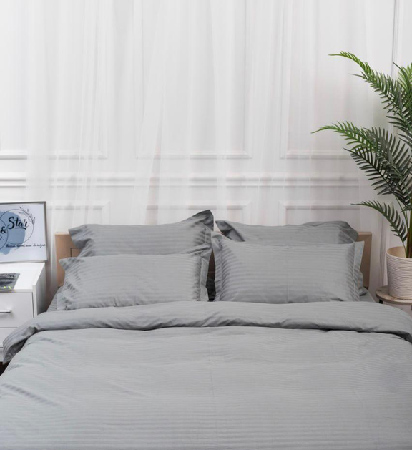 Комплект постельного белья Moon&Star Satin Stripe Stripe Gray 175х210 (MS-820003648) - Фото 1