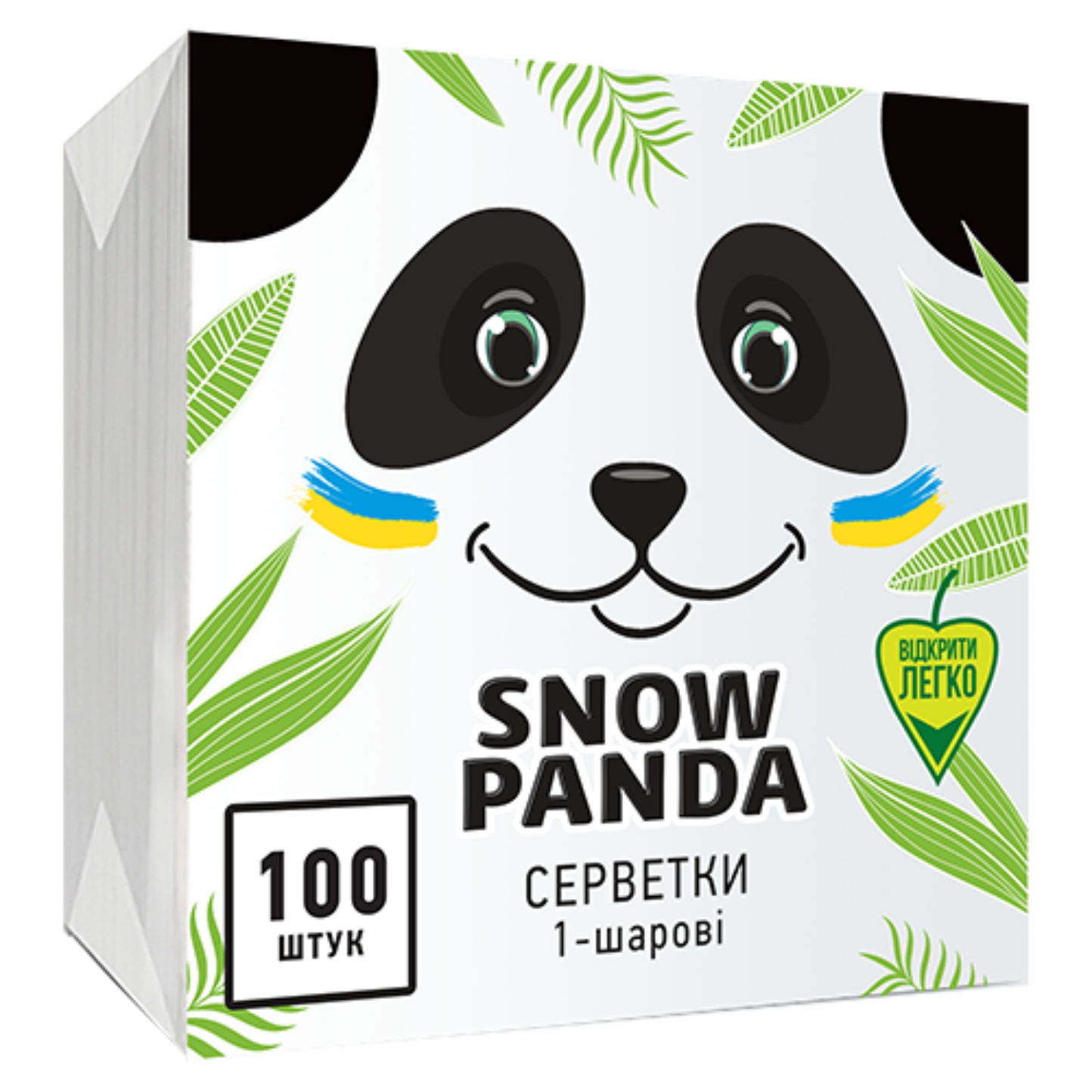 Салфетки бумажные Сніжна панда столовые белые 24*24 100 шт. - Фото 1