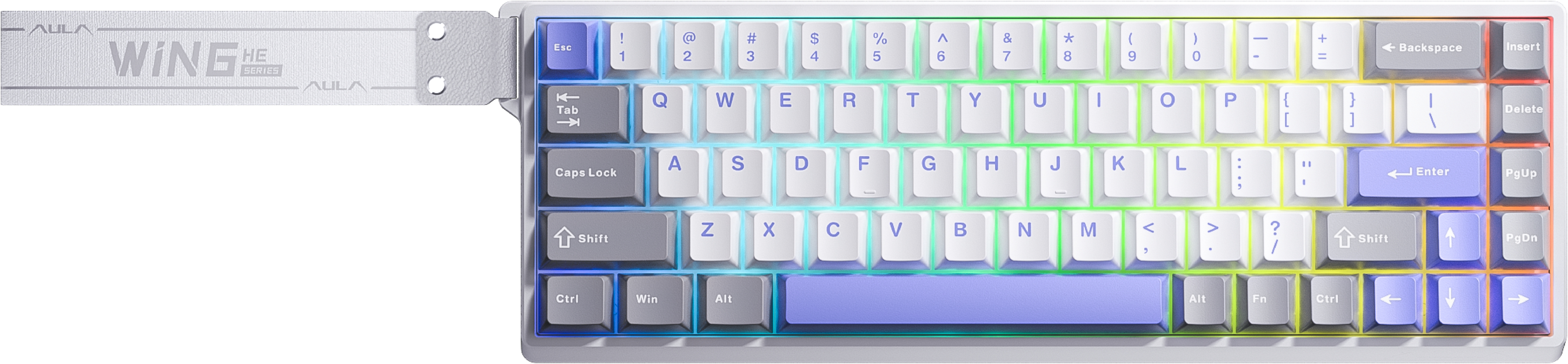 Клавиатура проводная Aula WIN68 HE Max Magnetic switch, Grey/White/Purple EN/UA (6978080504081) - Фото 1