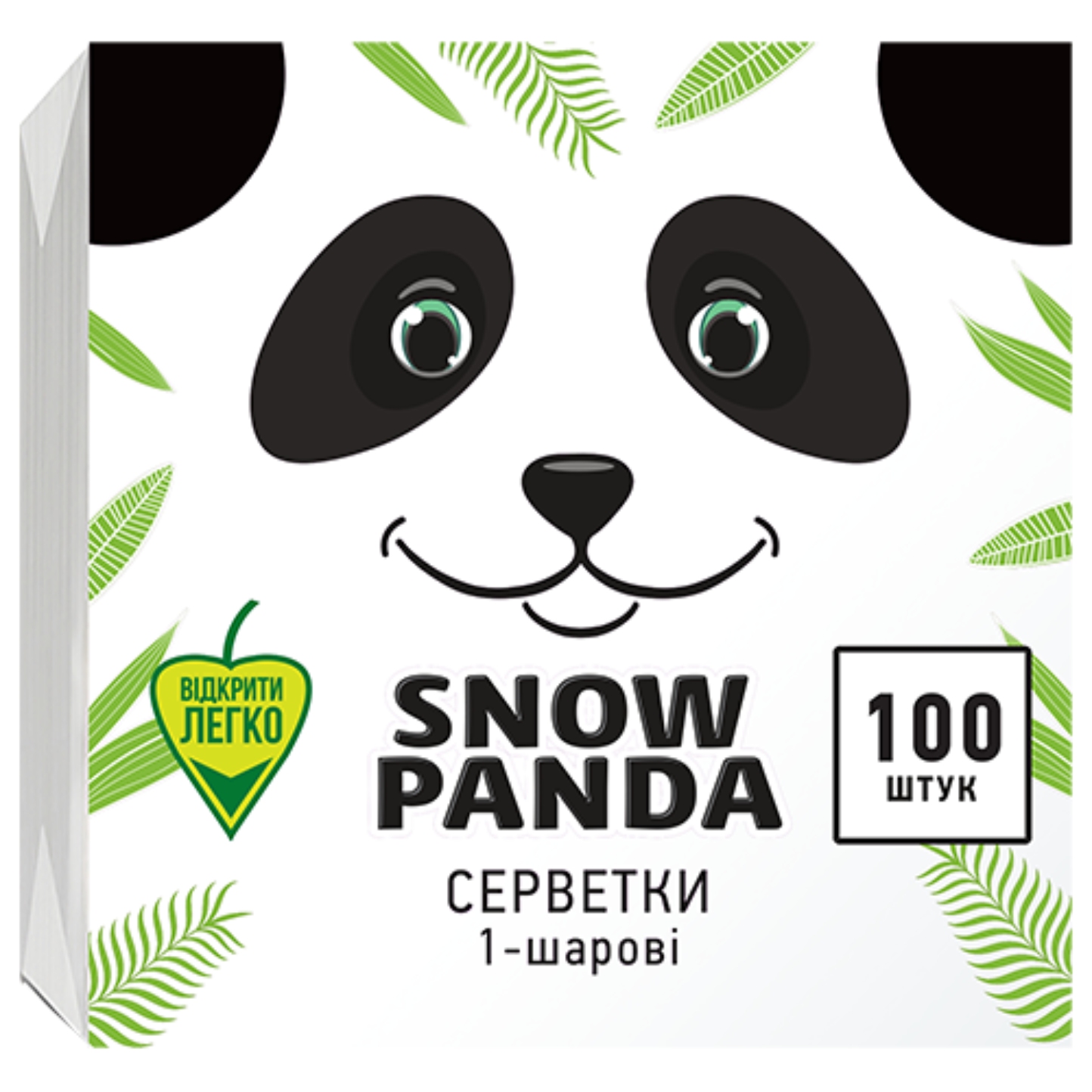 Салфетки бумажные Сніжна панда белые 33*33 100 шт. - Фото 1