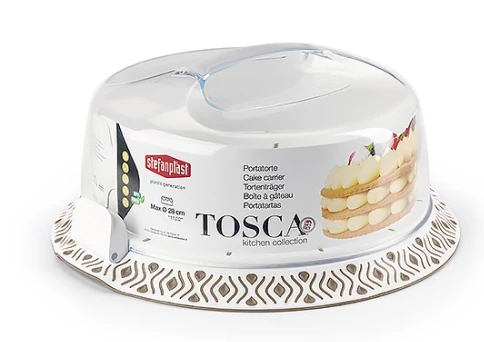 Ємність для зберігання торта Stefanplast TOSCA d.37 біло-синя (55851) - Фото 1