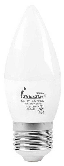 Лампочка світлодіодна SiriusStar 3210 С37 8W-4000K-E27 - Фото 1