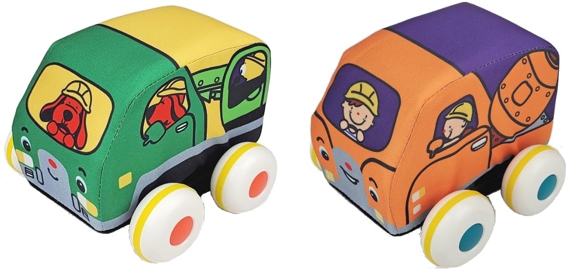 Мягкая игрушка машина K’S Kids Pull-back Бетономешалка и эвакуатор (KA10836-GB) - Фото 1
