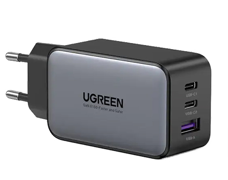 Мережевий зарядний пристрій UGREEN CD224 USB-A+2*USB-C 65W  GaN Tech Fast  Black (10335) - Фото 1