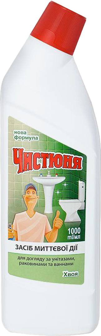 Купить Средство для чистки унитаза Чистюня хвоя 500 мл (4820168430473) - Фото 1 Средство для чистки унитаза Чистюня хвоя 500 мл (4820168430473) - Фото 1