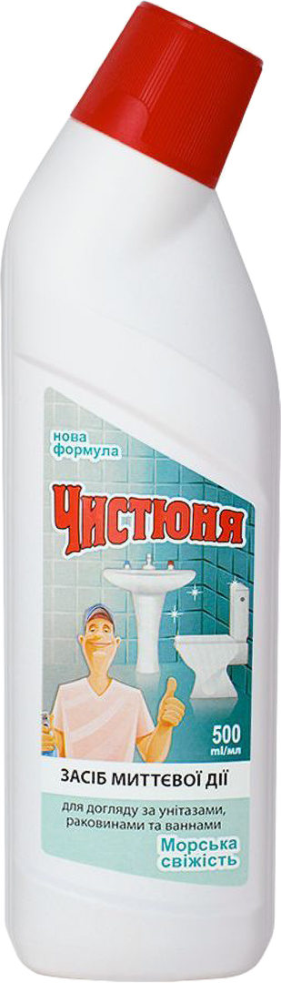 Купить Средство для чистки унитаза Чистюня морская свежесть 500 мл (4820168430480) - Фото 1 Средство для чистки унитаза Чистюня морская свежесть 500 мл (4820168430480) - Фото 1