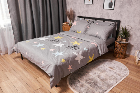 Комплект постільної білизни Moon&Star Бязь Gold Люкс Gray Stars 175х210  (MS-820003018) - Фото 1