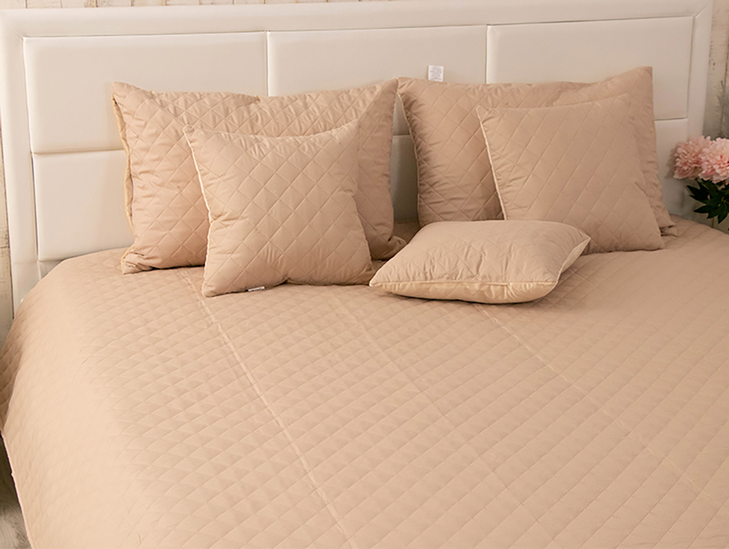 Наволочка Руно 50х70 см велюровий Beige Ромб (382.55_Beige ромб) - Фото 1