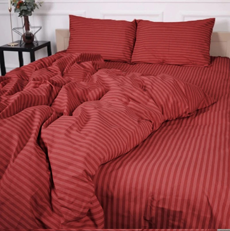 Простынь двуспальная MirSon Бязь 17-0608 Stripe Red 180x190 см (2200010365511) - Фото 1