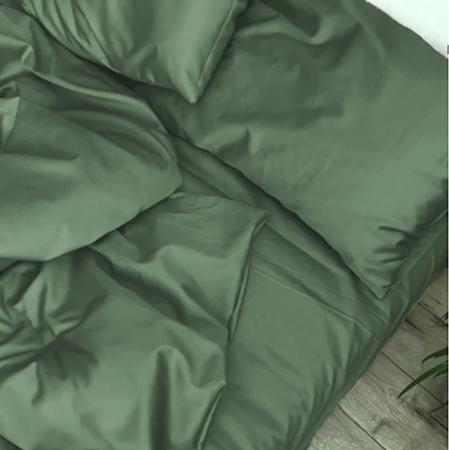 Простынь двуспальная MirSon 180x200 см Soft Touch of SATIN 017 Olive green (2200011284194) - Фото 1