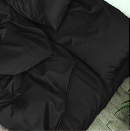 Простынь двуспальная MirSon 180х200 см Soft Touch of SATIN 006 Black (2200011278698) - Фото 1
