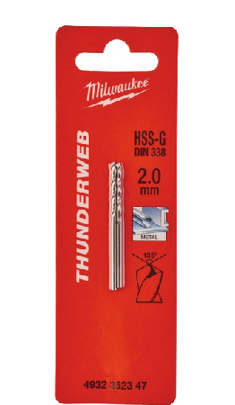 Сверло Milwaukee THUNDERWEB HSS-G DIN338 2,0 x 49 мм 2 шт. (4932352347) - Фото 1