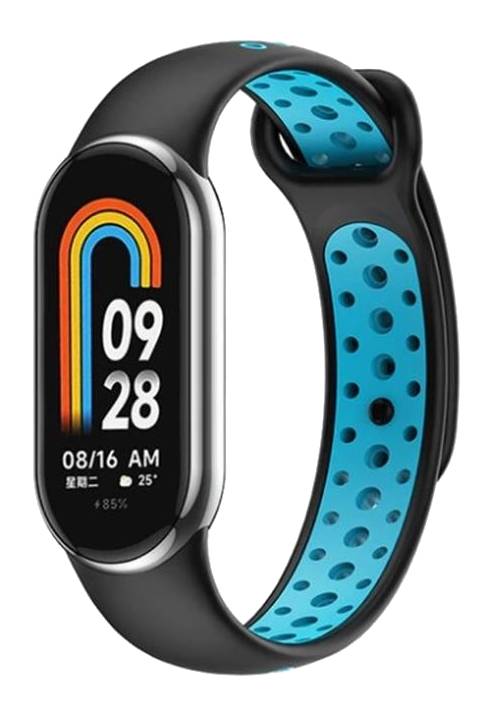Ремешок для фитнес-браслета BeCover Vents Style for Xiaomi Mi Smart Band 8 Black-Blue (709414) - Фото 1