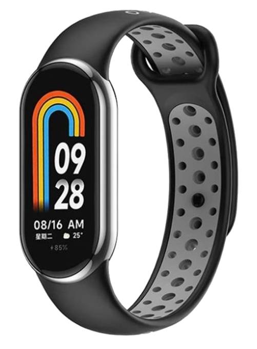 Ремешок для фитнес-браслета BeCover Vents Style for Xiaomi Mi Smart Band 8 Black-Gray (709415) - Фото 1