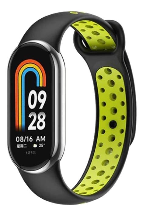 Ремешок для фитнес-браслета BeCover Vents Style for Xiaomi Mi Smart Band 8 Black-Green (709416) - Фото 1
