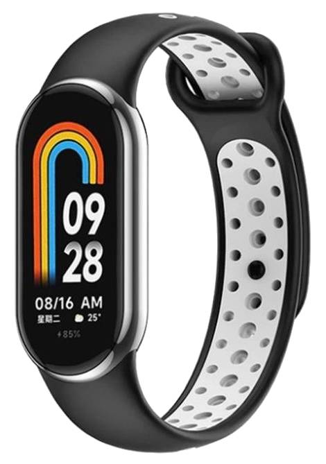 Ремешок для фитнес-браслета BeCover Vents Style for Xiaomi Mi Smart Band 8 Black-White (709417) - Фото 1