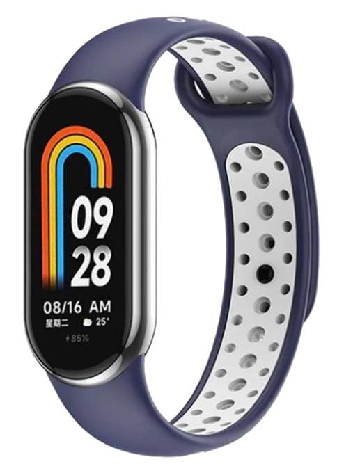 Ремешок для фитнес-браслета BeCover Vents Style for Xiaomi Mi Smart Band 8 Blue-White (709419) - Фото 1