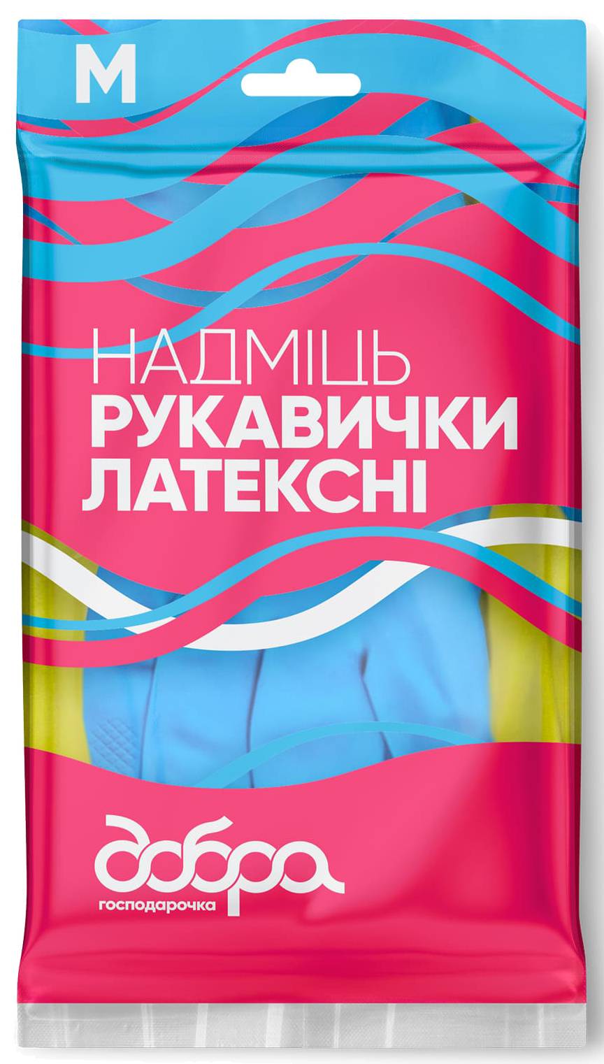 Перчатки латексные Добра господарочка СВЕРХМОЩЬ размер М (4820086523776) - Фото 1