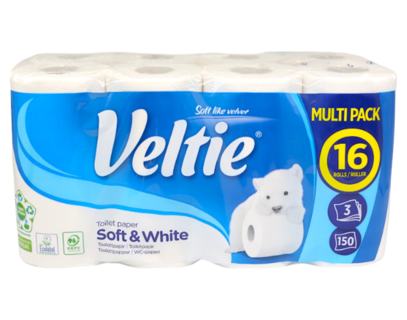 Туалетная бумага Veltie Soft White 16 рулонов 3 слоя (VeTPSW163) - Фото 1