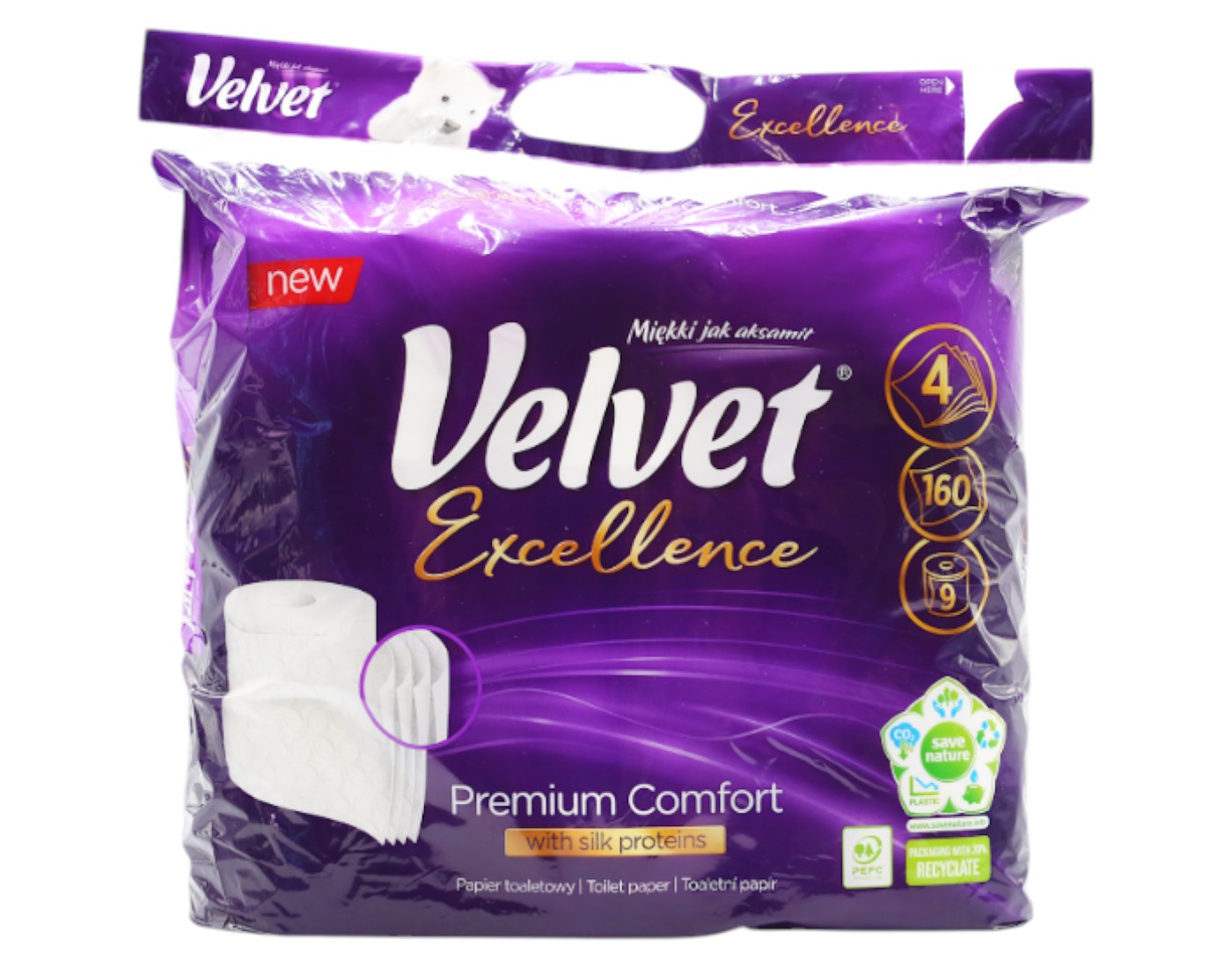 Туалетная бумага Velvet Excellence Silk Proteins 9 рулонов 4 слоя (VTPESP94) - Фото 1