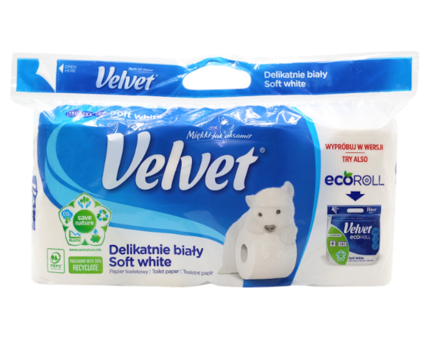 Туалетная бумага Velvet Soft White 8 рулонов 3 слоя (VTPSW83) - Фото 1