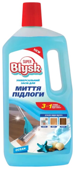 Чистящее средство универсальное Super Blysk для мытья полов Океан 1 л (SB51530) - Фото 1