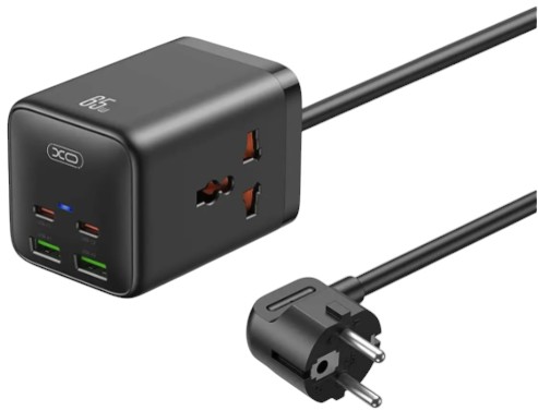 Сетевой фильтр XO 2 розетки + 3 USB (WL24.black) - Фото 1
