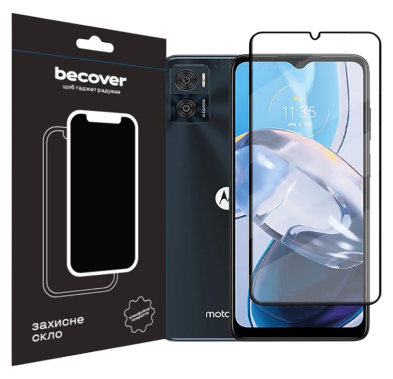 Защитное стекло для смартфона BeCover for Motorola Moto E22/E22i Black (709731) - Фото 1